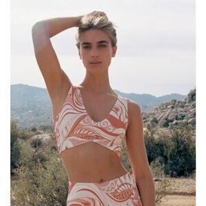 New Montce Carmel Kim Variation Bikini Top Sports Bra Medium Tie Dye V-Neck